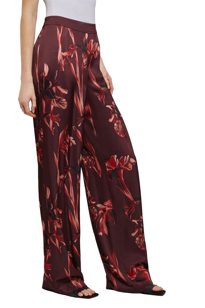 Floral Crêpe de Chine StraightLeg Pants, Alternate, color, MAHOGANY/CLASSIC RED/VENETIAN