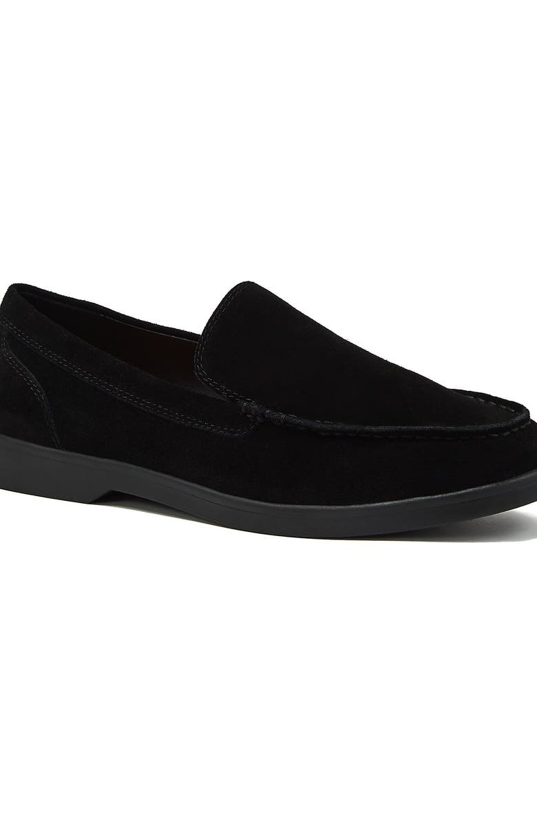 Lands' End Essential Suede Loafers, Main, color, Black
