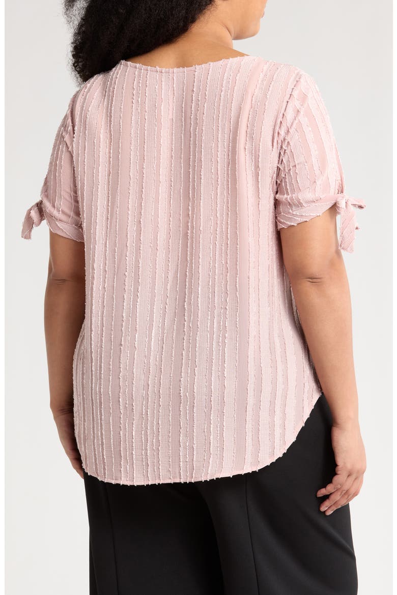Stripe Short Sleeve Semisheer Top, Alternate, color, BLUSH