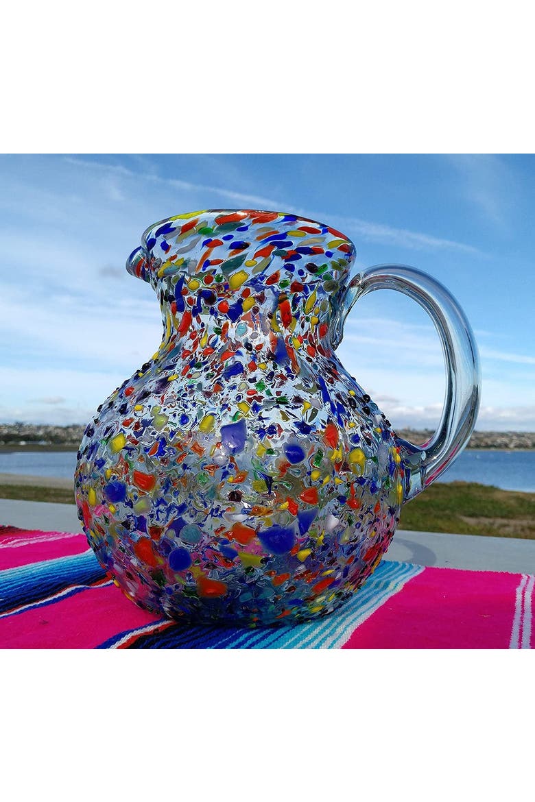 Confetti Rock Design Glass Pitcher - Juice, Margaritas, Water, Lemonade, Alternate, color, Confetti