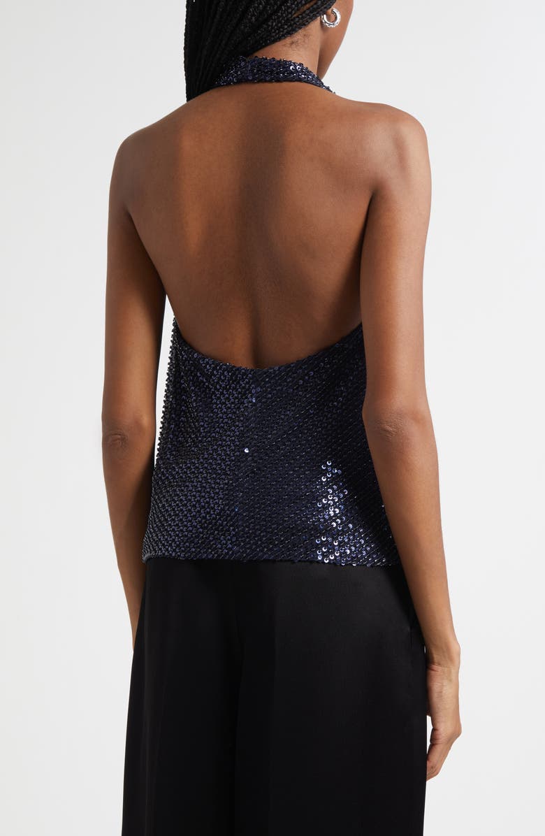 Ramy Brook Alice Sequin Halter Top, Alternate, color, Navy Beaded Mesh