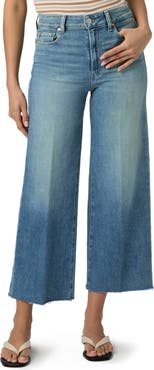PAIGE Anessa Raw Hem High Waist Ankle Wide Leg Jeans