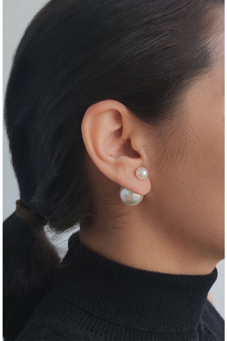 Faux Pearl Front/Back Stud Earrings, Alternate, color, WHITE