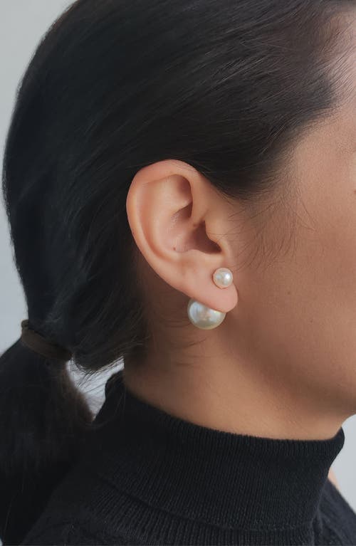 Adornia Faux Pearl Front/back Stud Earrings In White