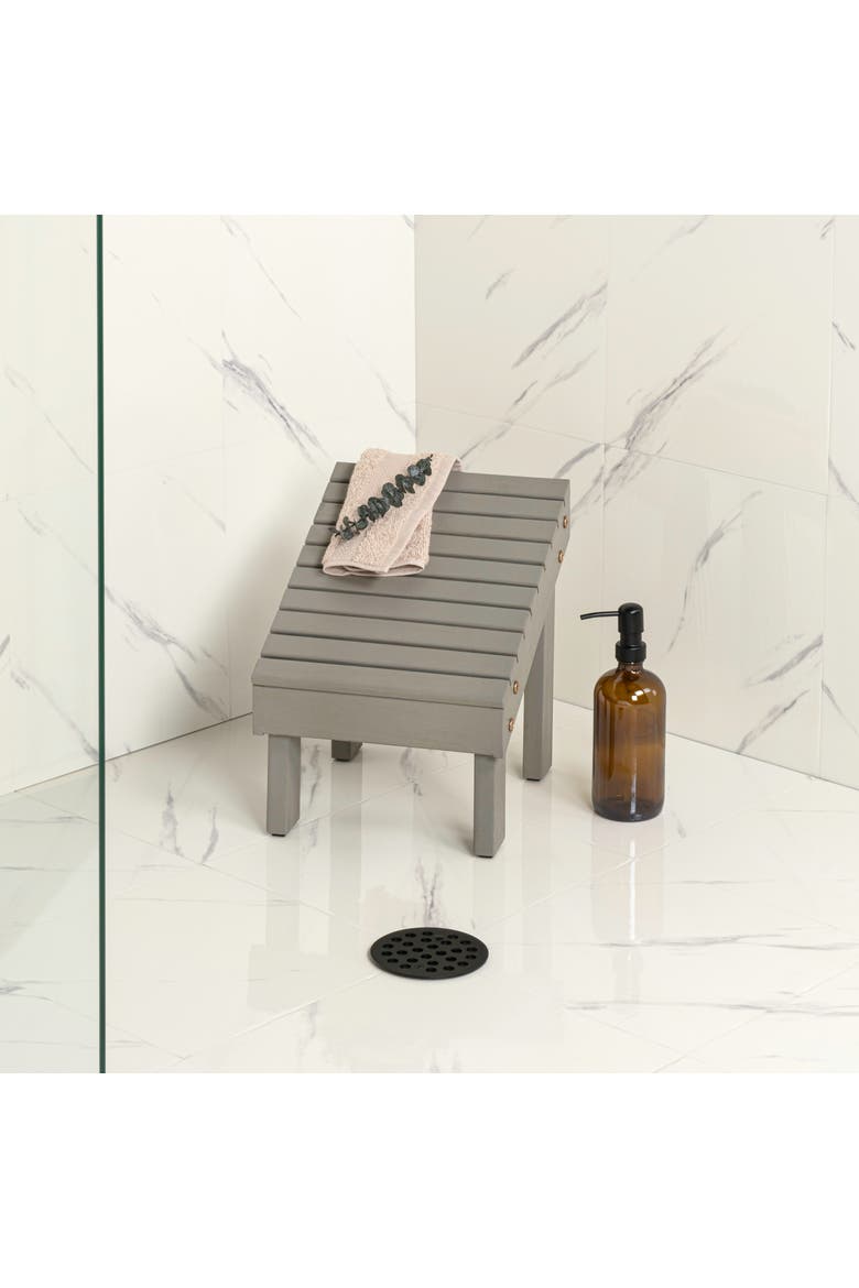 Slanted C JONATHAN Y Saru Minimalist Solid Acacia Wood Shower Foot Rest for ...