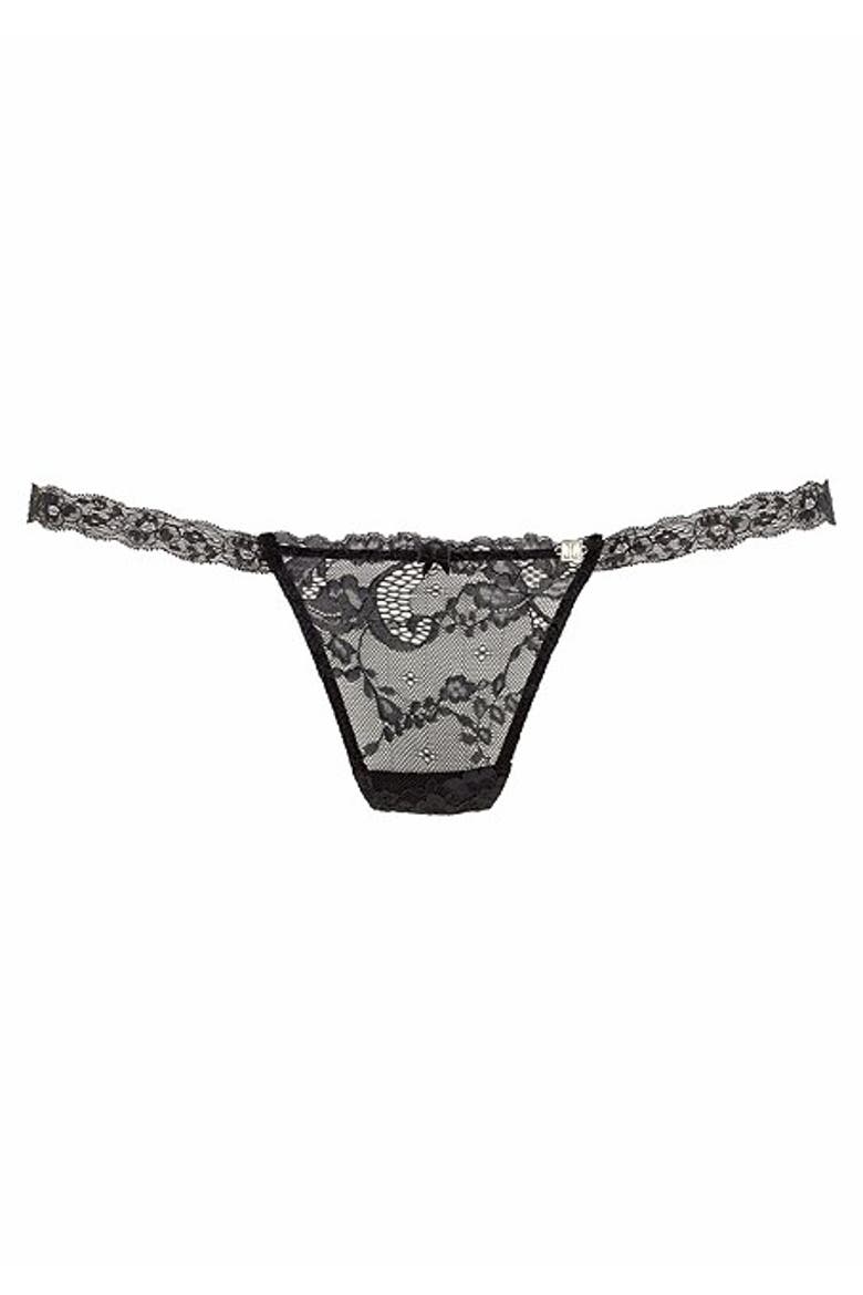 Women's Floral Lace Thong, Alternate, color, Black