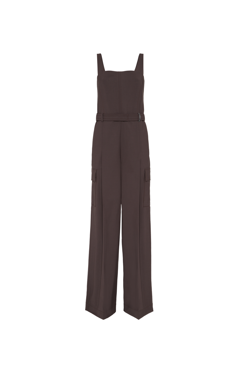 Brunello Cucinelli Tropical Luxury wool jumpsuit, Main, color, Cocoa