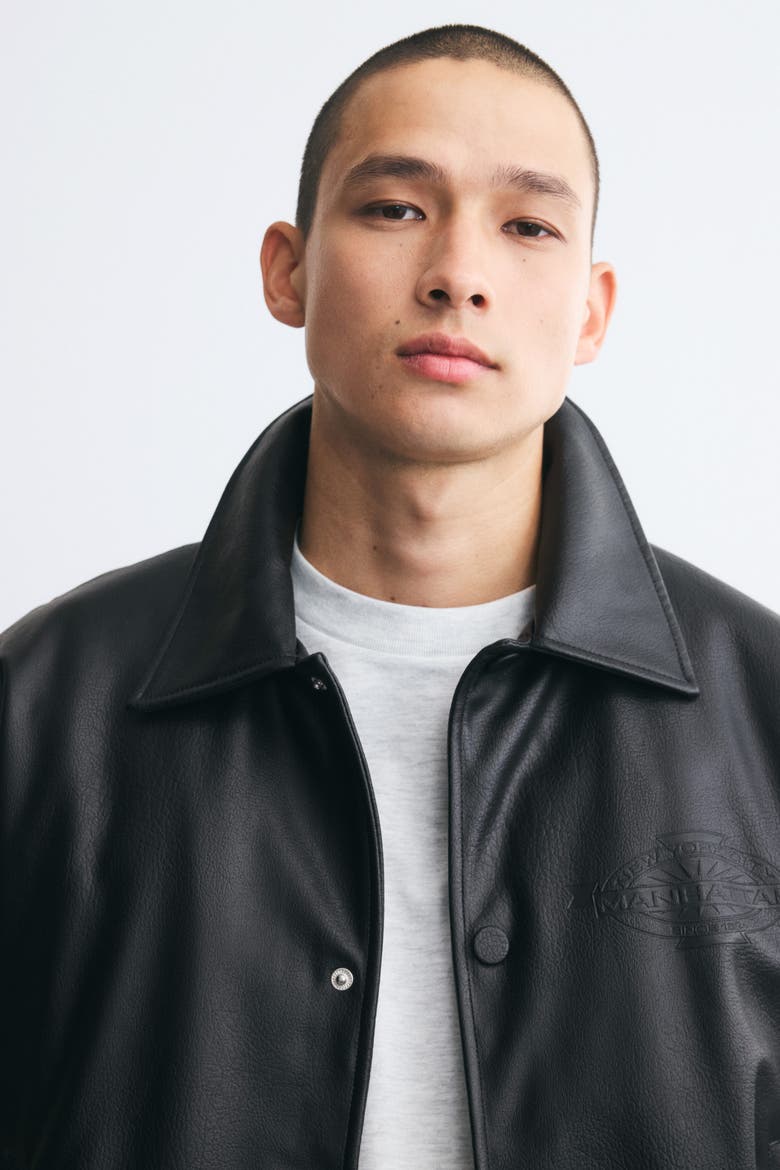 Coated Baseball Jacket, Alternate, color, Black