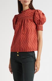 Ulla Johnson Virginia Lace Collar Puff Sleeve Top