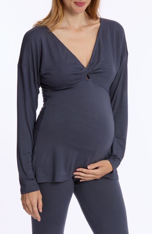 Cache Coeur Louna Maternity And Nursing Long Sleeve T-shirt In Blue