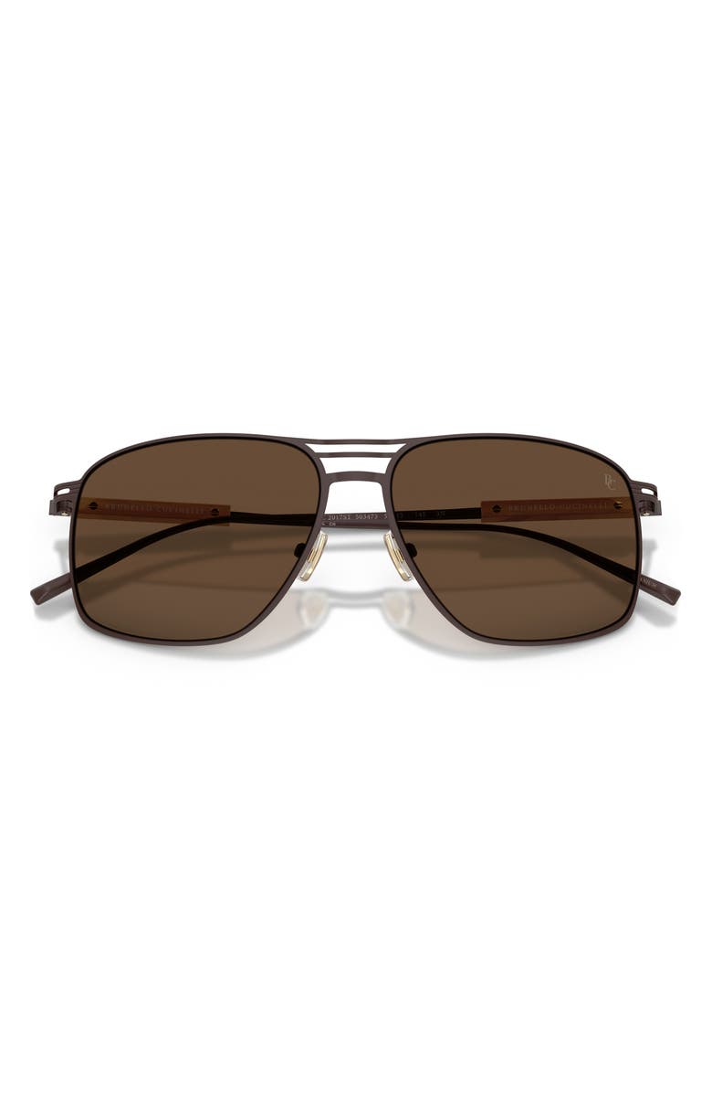 Brunello Cucinelli 56mm Rectangular Sunglasses, Alternate, color, Chocolate