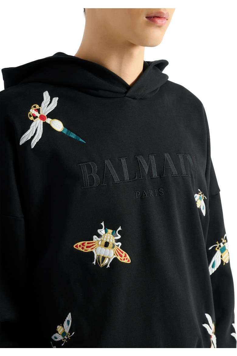 Embroidered Balmain Insect hoodie, Alternate, color, black