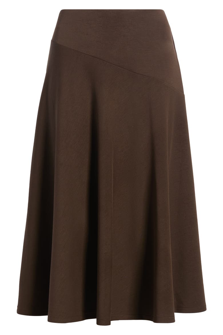 Draped High Waist Midi Skirt, Alternate, color, UMBER ROOT