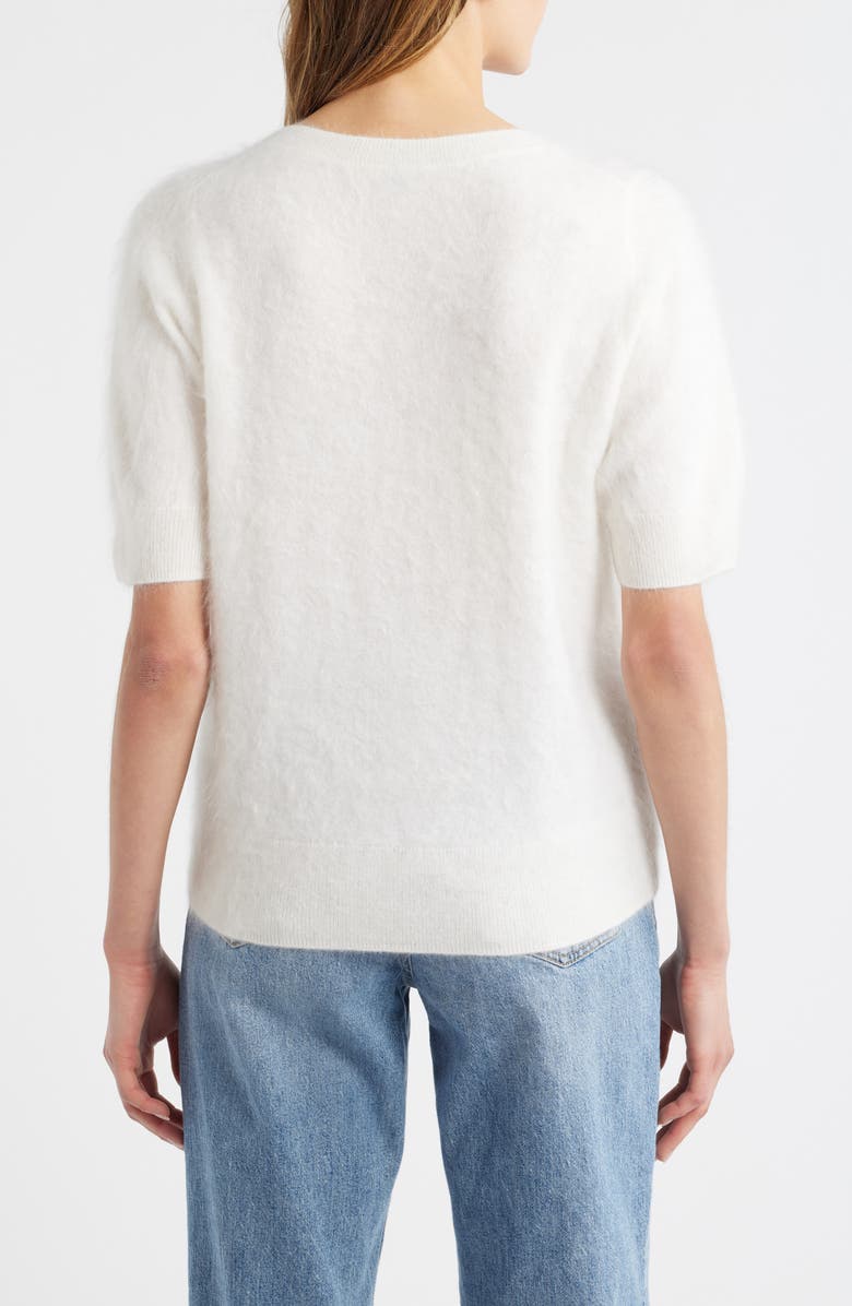 MARGARET O'LEARY Brushed Cashmere Short Sleeve Sweater, Alternate, color, Chalk