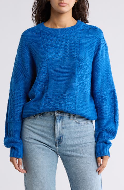 Patchwork Knit Pullover Sweater