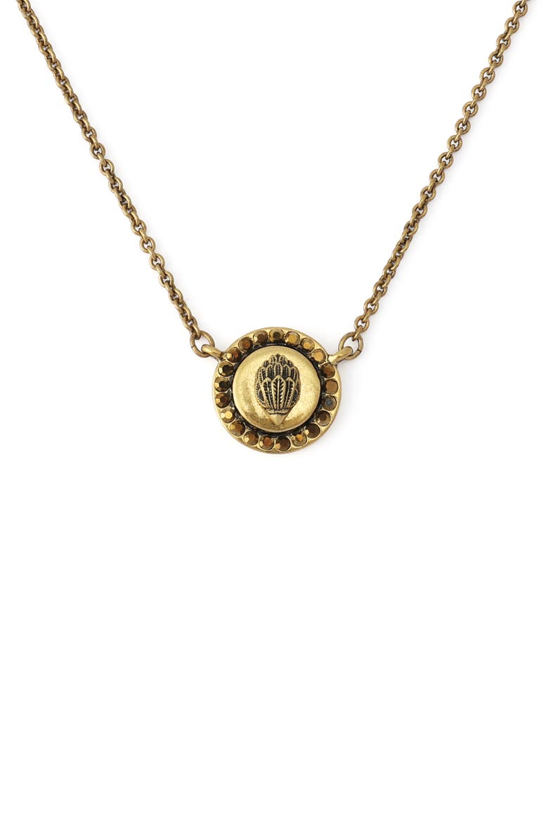 Eagle Short Pendant Necklace, Main, color, BRASS