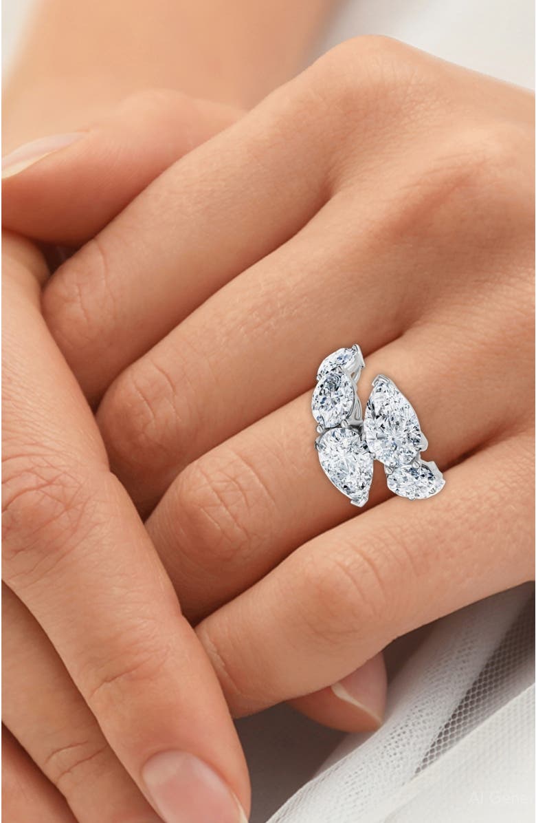 Bliss Diamond 7.10Ct Pear & Oval Shape Bypass Ring Gold Lab Grown, Alternate, color, 
