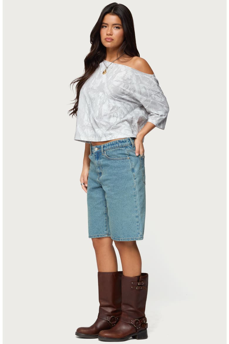 Davida Camo Off the Shoulder Top, Alternate, color, GRAY
