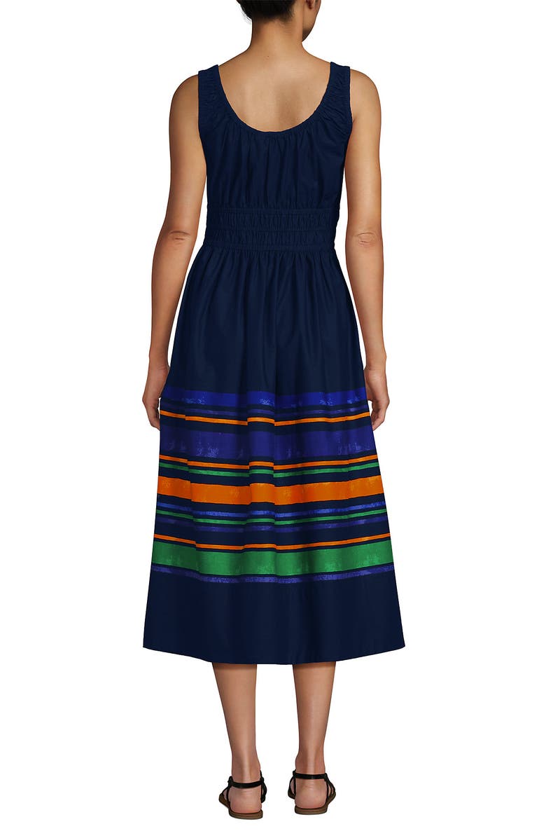 Lands
 End Sleeveless Poplin Smocked Midi Dress, Alternate, color, 