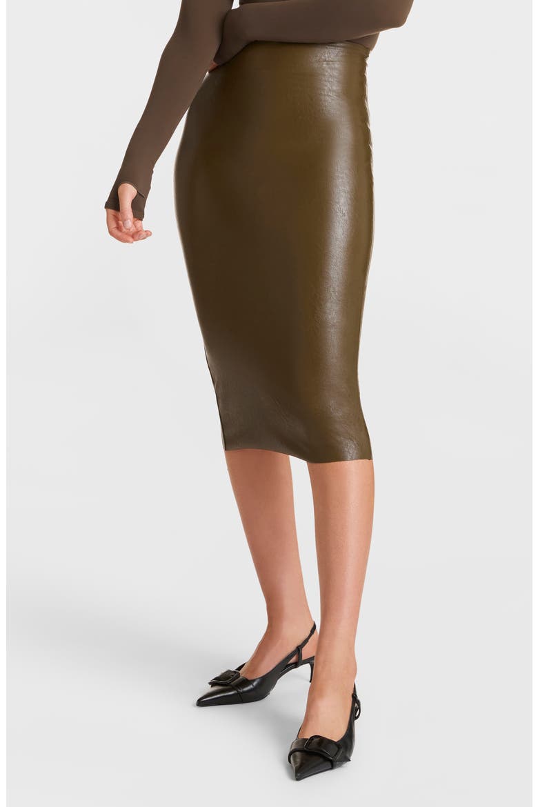 Faux Leather Midi Skirt, Main, color, CADET