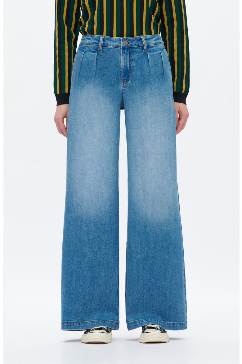 Jermey Pleated Baggy Wide Leg Jeans, Main, color, PERIWINKLE BLUE