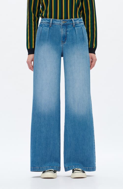 Bayeas Jermey Pleated Baggy Wide Leg Jeans In Blue