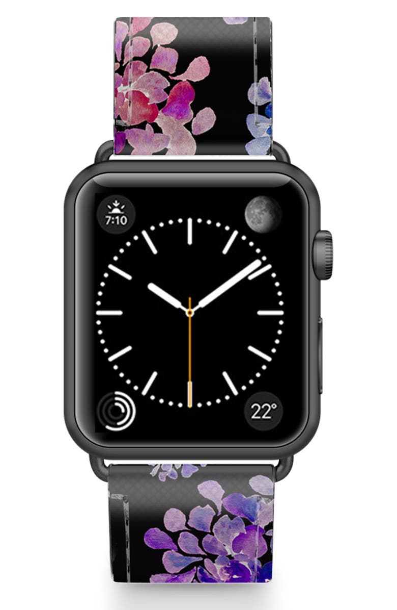 CASETiFY Saffiano Purple Flowers Faux Leather Apple Watch<sup>®</sup> Strap, Main, color,