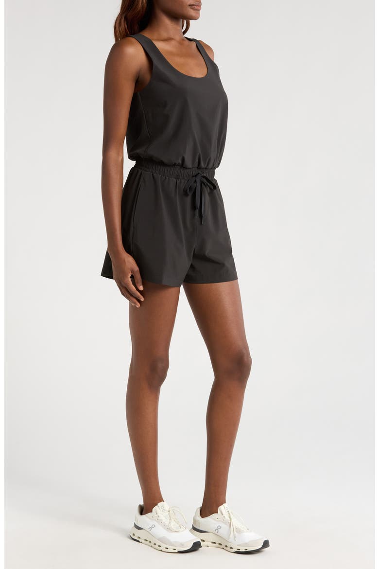 Breeze Drawstring Waist Romper, Alternate, color, BLACK