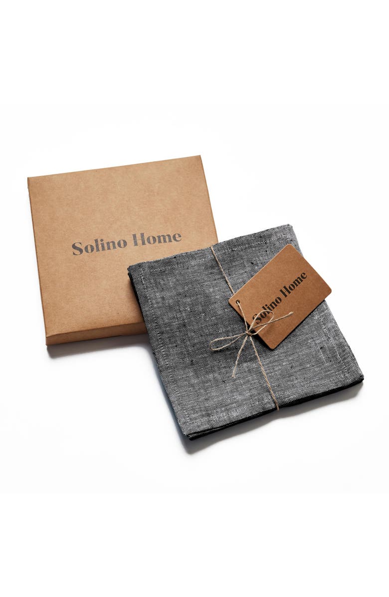 Solino Home Linen Cocktail Napkins - Athena, Alternate, color, Chambray Black