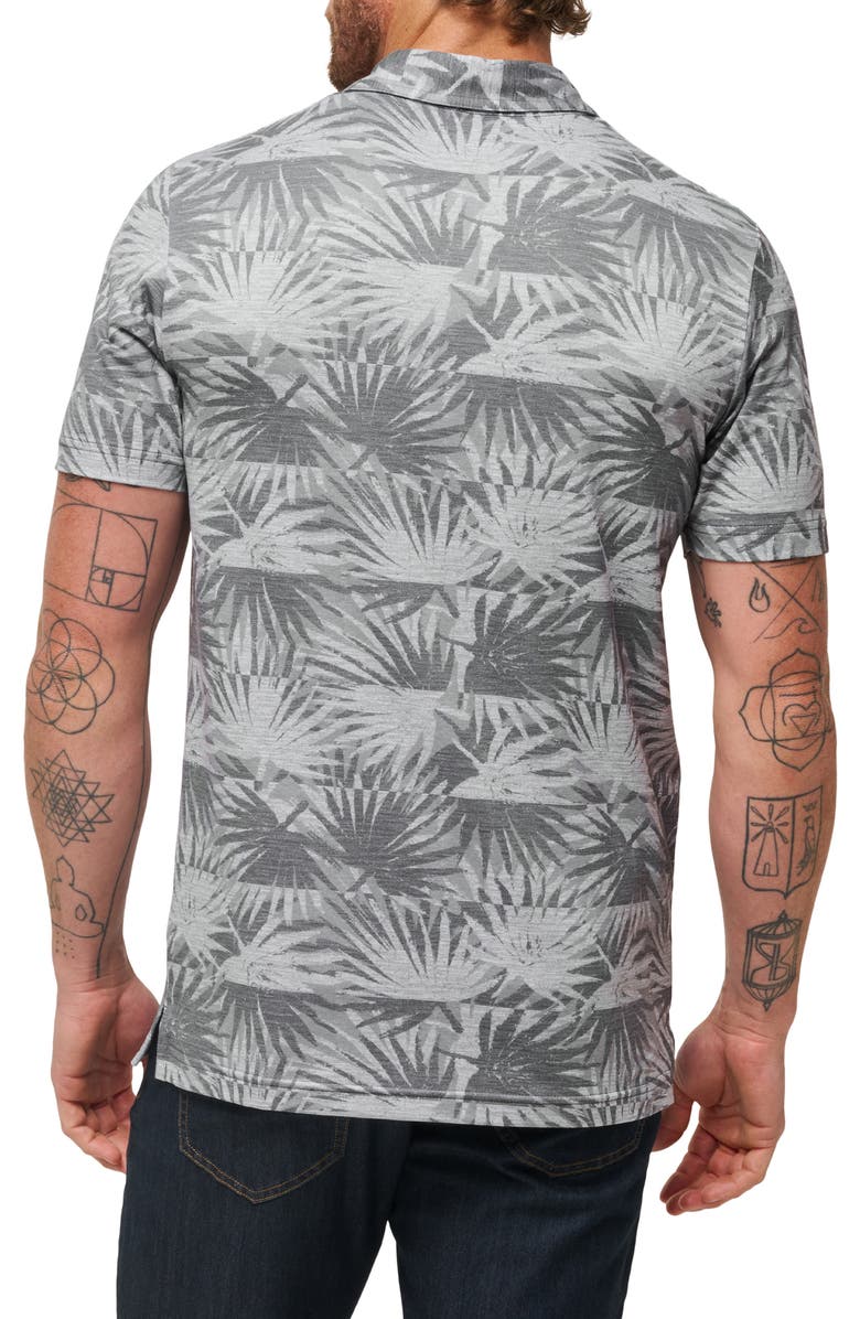 TravisMathew Sign Here Leaf Print Piqué Polo, Alternate, color, Heather Light Grey