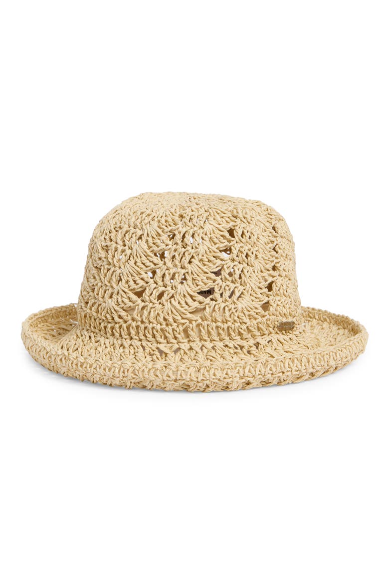 Boho Straw Bucket Hat, Main, color, NATURAL