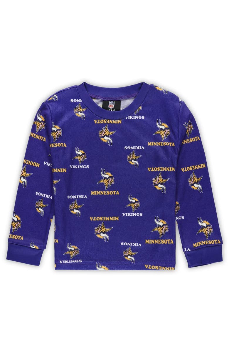 Outerstuff Toddler Outerstuff Purple Minnesota Vikings All-Over-Print Long Sleeve T-Shirt and Pants Sleep Set, Alternate, color, Purple