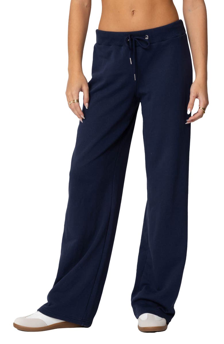 EDIKTED Quinn Straight Leg Sweatpants, Main, color, Navy