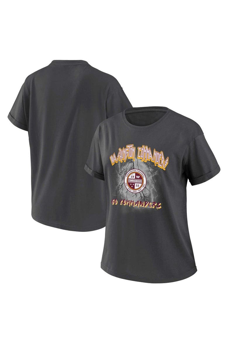 Women's WEAR by Erin Andrews Charcoal Washington Commanders Boyfriend T-Shirt, Main, color, Charcoal