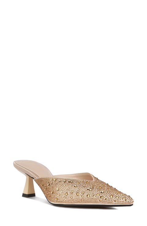 Aldora Rhinestone Kitten Heel Mule (Women)