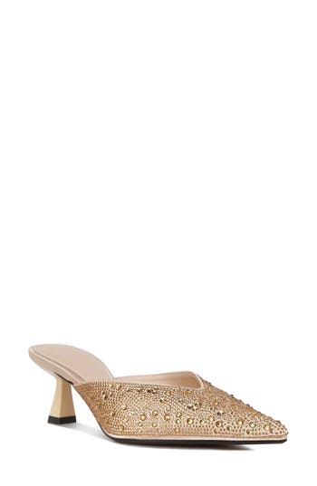 London Rag Aldora Rhinestone Kitten Heel Mule