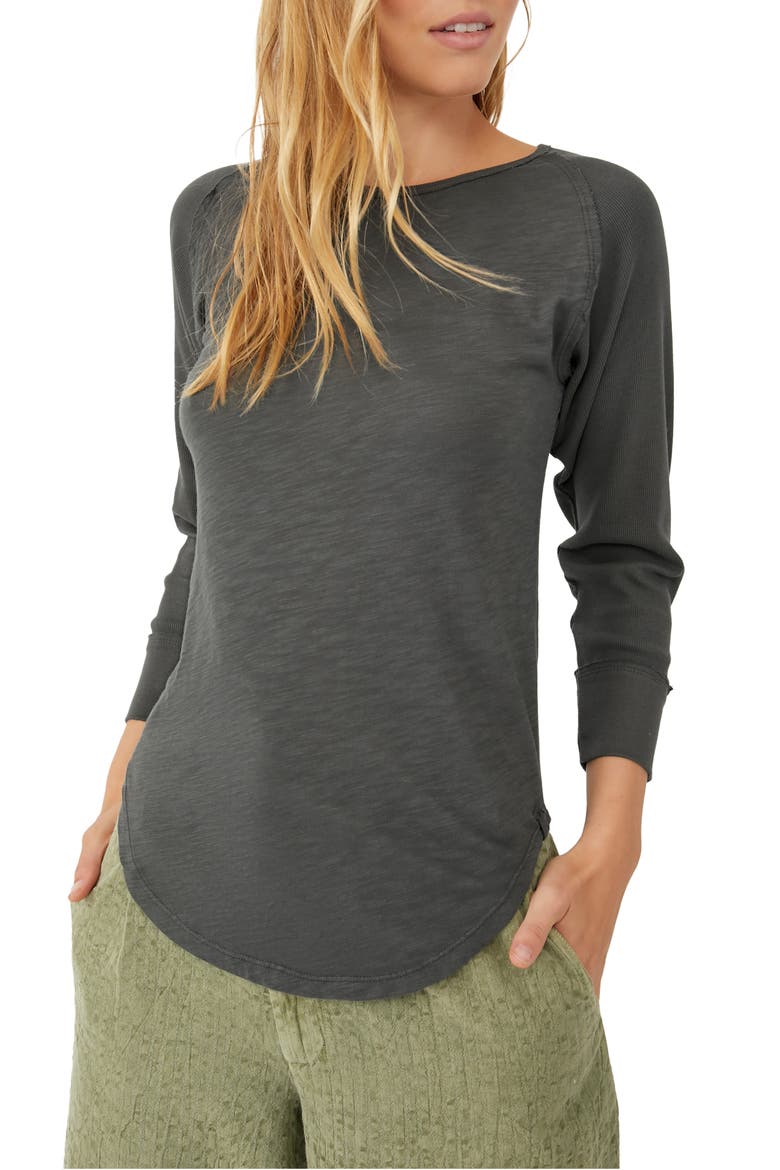 Women's Batter Up Cotton Tee, Main, color, CHARCOAL