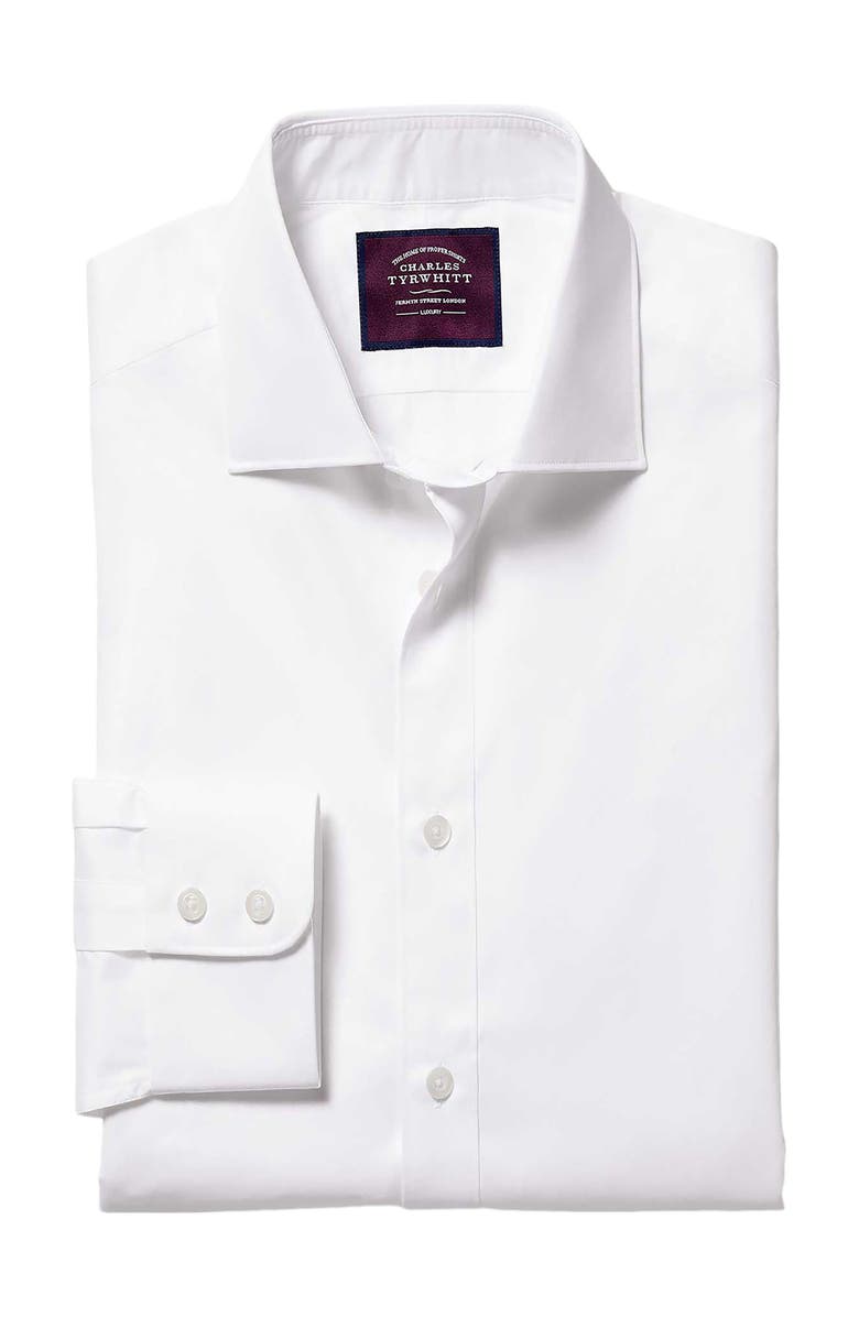 Charles Tyrwhitt Luxury Twill Slim Fit Shirt Double Cuff, Alternate, color, White