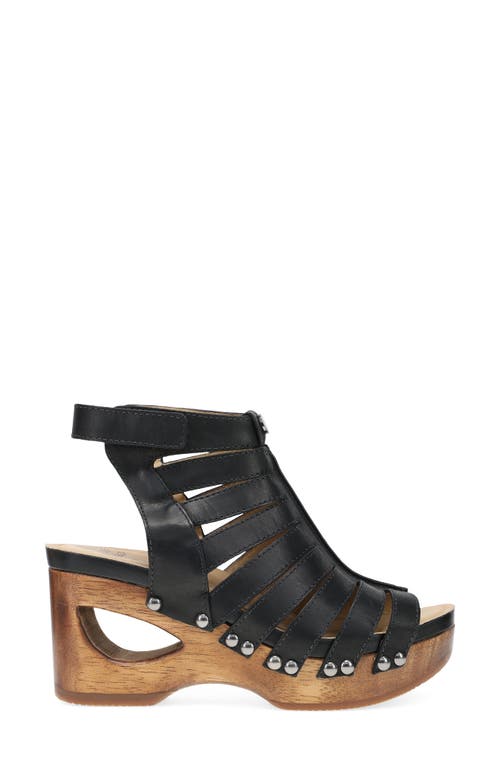 Dansko Adie Ankle Strap Platform Wedge Sandal In Black Calf