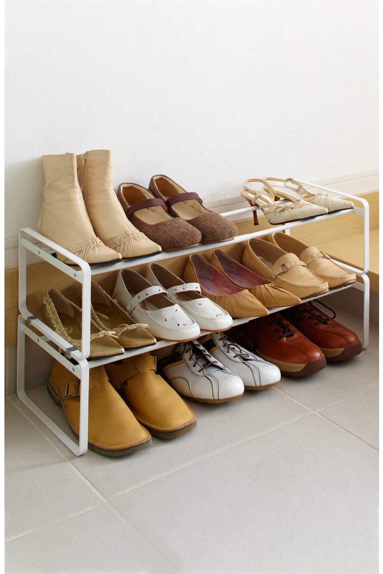 Stackable Expandable Steel Shoe Rack, Alternate, color, WHITE
