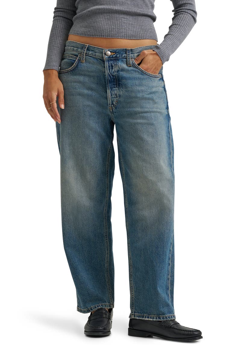 Low Slung Low Rise Slouchy Jeans, Main, color, INKY BLUE