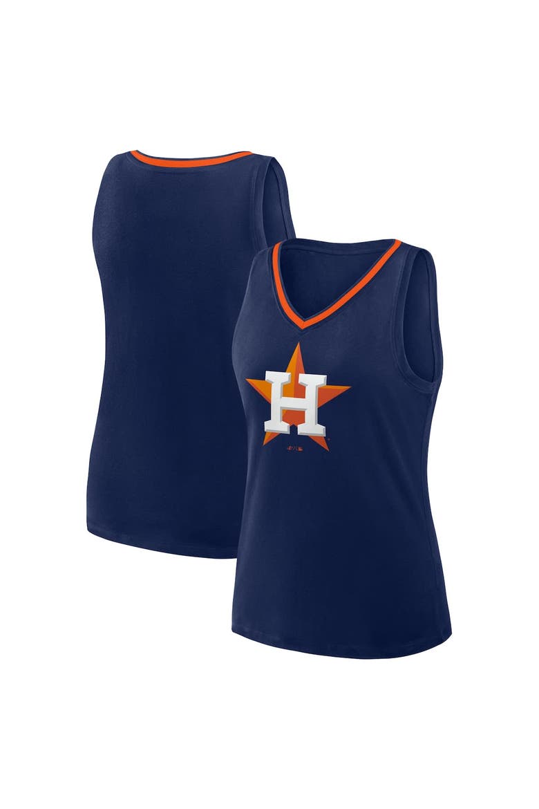 Women's  Navy Houston Astros Plus Sized Stellar Win V-Neck Tank Top, Main, color, Navy