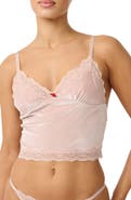 Kat The Label Polly Lace Trim Velvet Camisole