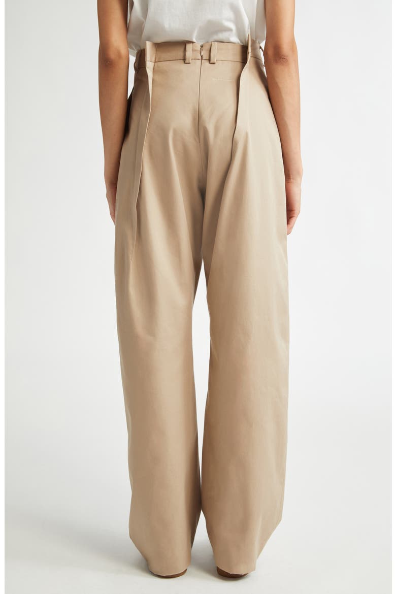 Pleated Cotton Gabardine Straight Leg Pants, Alternate, color, SAND