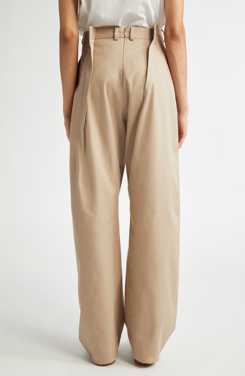 MM6 Maison Margiela Pleated Cotton Gabardine Straight Leg Pants, Alternate, color, Sand