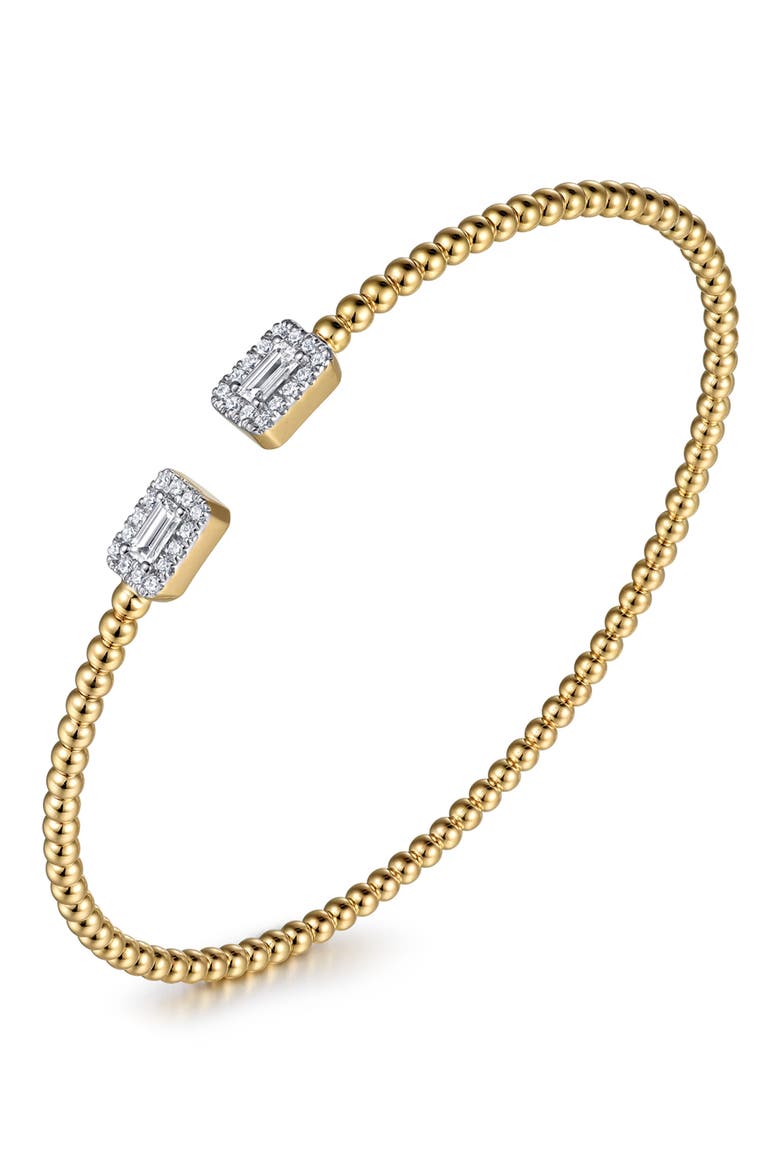 Bujukan Diamond Baguette Beaded Cuff Bracelet, Main, color, GOLD