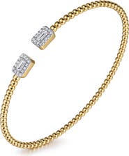 Gabriel & Co. Bujukan Diamond Baguette Beaded Cuff Bracelet