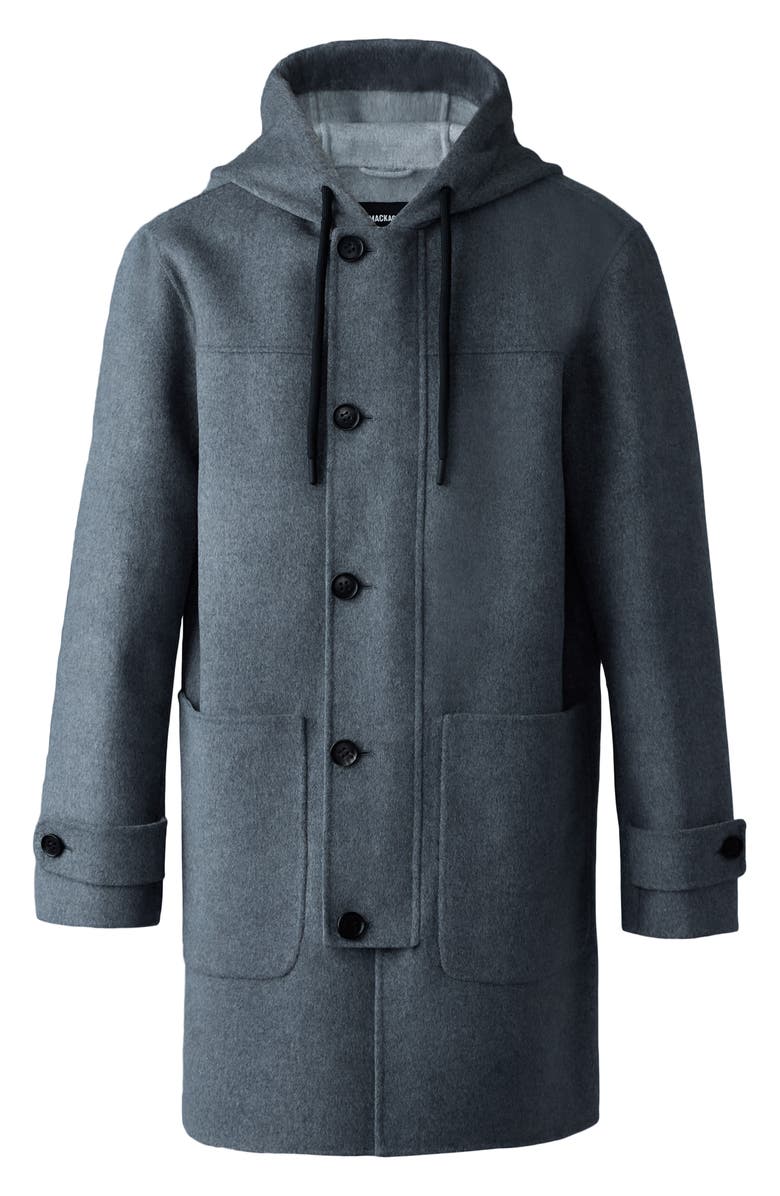 Mackage Joshua Drawstring Hooded Double Face Virgin Wool Coat, Alternate, color, 