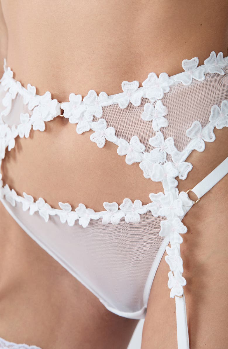 Etam PS I Love You Embroidered Garter Belt, Alternate, color, Ecru