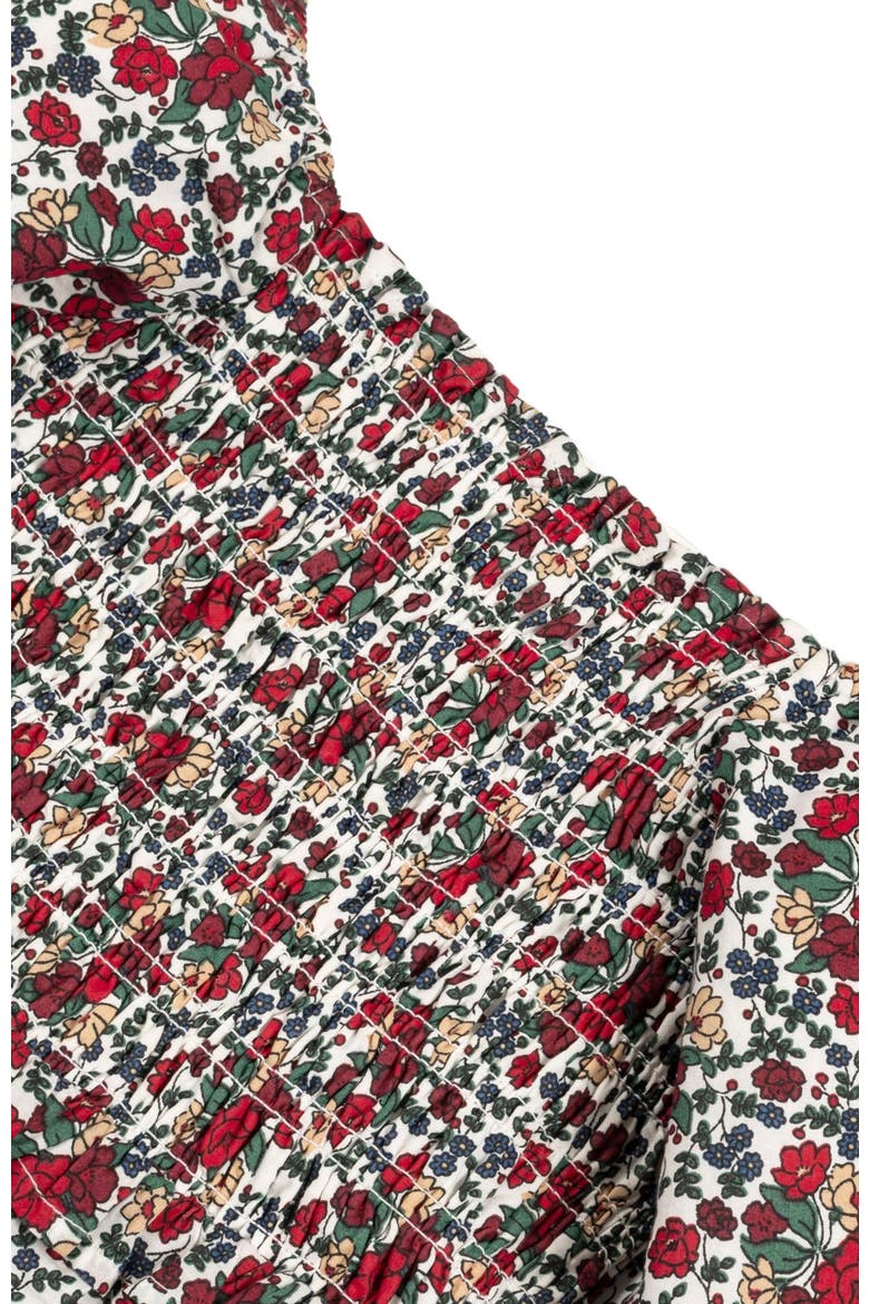 Girls' Organic Smocked Bubble Sleeve Dress, Toddler, Alternate, color, Holiday Multi Floral